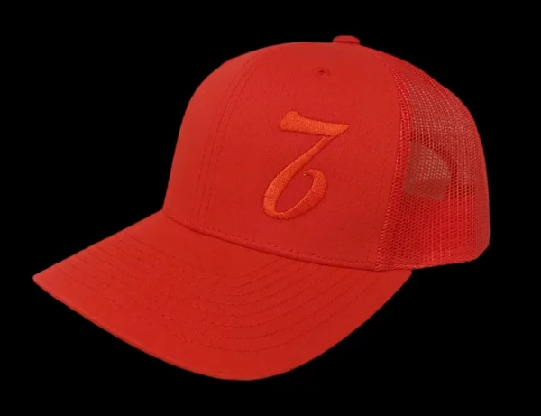 A red hat with the number seven on it.