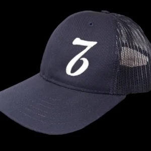 A baseball cap with the number seven on it.