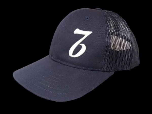 A baseball cap with the number seven on it.